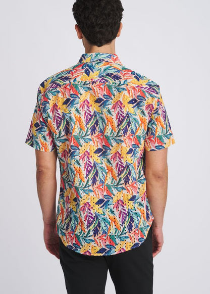 POSTMARC Rainbow Leaves Printed Eyelet S/S Shirt - Rainbow