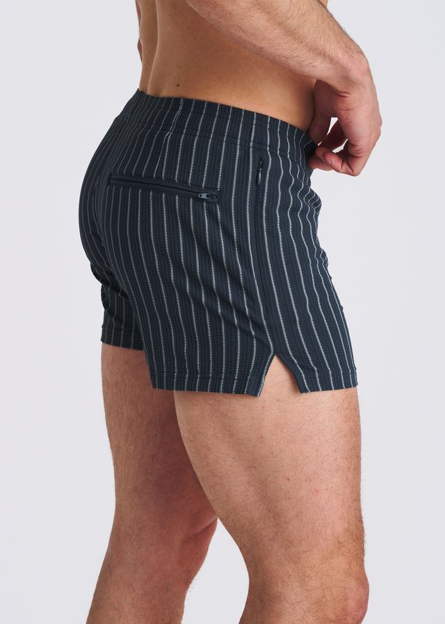 POSTMARC Pinstripe Seersucker Swim Shorts W/ Mesh Lining - Marina