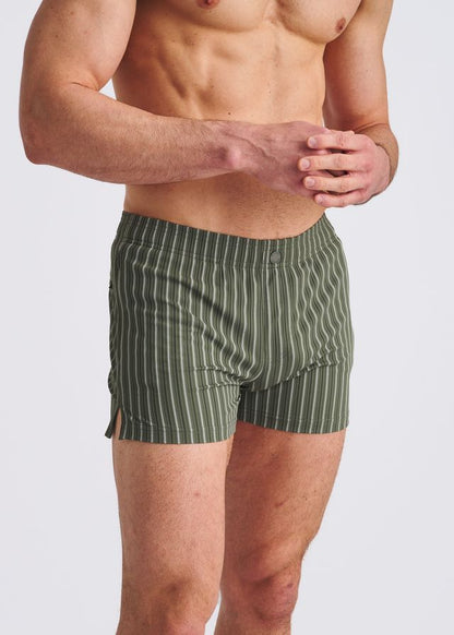 POSTMARC Pinstripe Seersucker Swim Shorts W/ Mesh Lining - Ranger