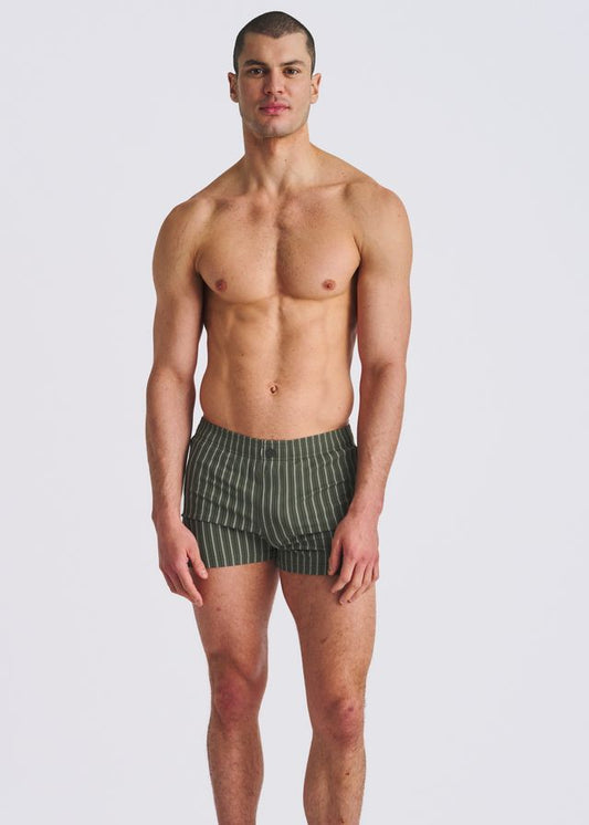 POSTMARC Pinstripe Seersucker Swim Shorts W/ Mesh Lining - Ranger