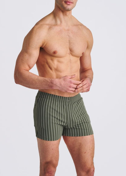 POSTMARC Pinstripe Seersucker Swim Shorts W/ Mesh Lining - Ranger