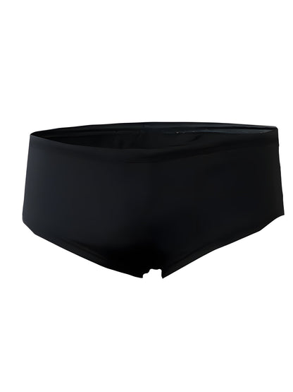 Black pride justin brief swim trunks with a smooth sleek design made of lightweight quick-dry fabric