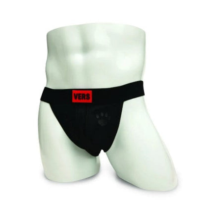 Black athletic briefs with red vers logo patch on waistband from prowler switch jockstrap collection