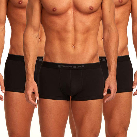 Black papi cotton stretch brazilian trunk briefs with subtle gray papi logo elastic waistband size xl