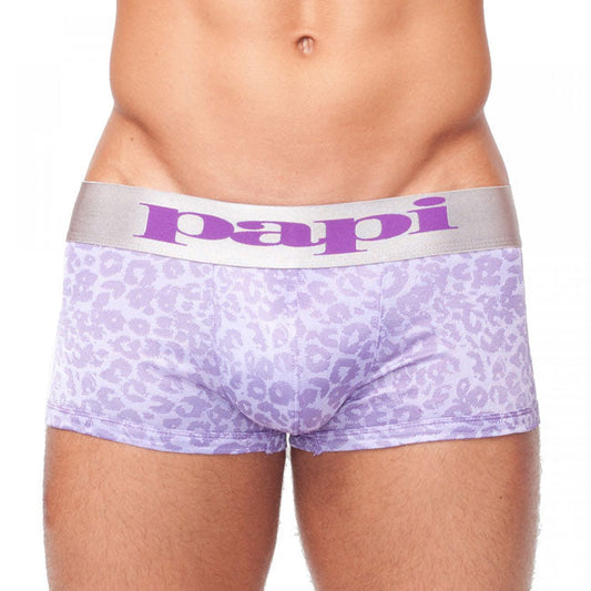 Purple leopard-print papi wild thing jacquard techno brazillian boxer briefs with silver waistband size large