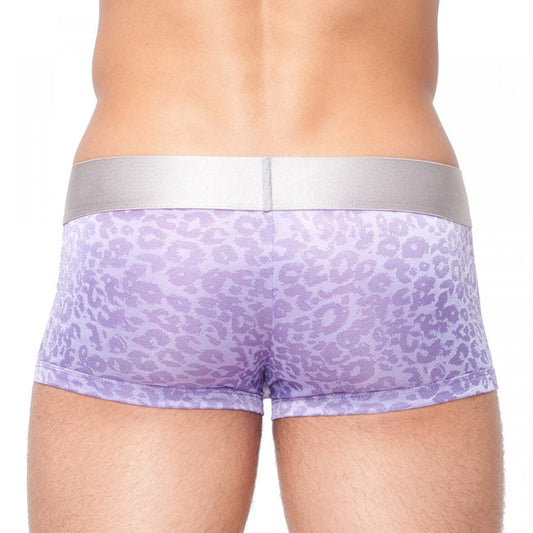 Purple leopard-print papi wild thing jacquard techno brazilian briefs with silver waistband size l