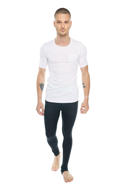 White short-sleeved crew neck cotton t-shirt with a chest pocket perfect for casual wear in arctic white