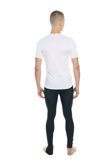 White short-sleeved crew neck t-shirt with a perfect pocket in arctic white cotton for casual wear