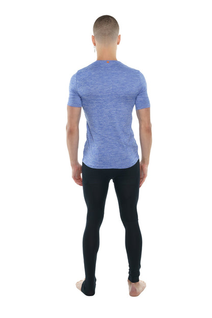 Blue heathered short-sleeve crew neck t-shirt perfect pocket crew-neck tee in soft lavender heather fabric
