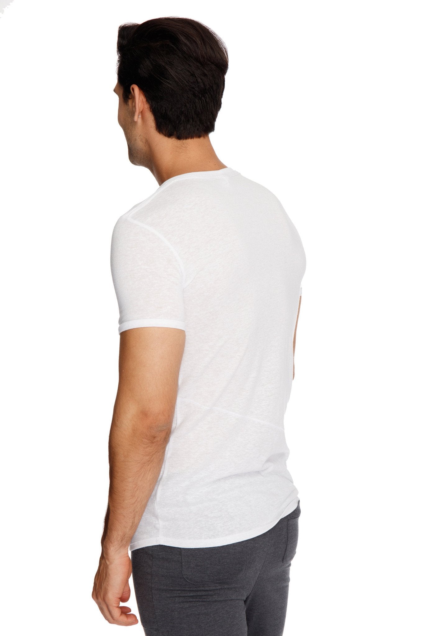 White slub perfect pocket crew-neck tee with short sleeves made from lightweight breathable material