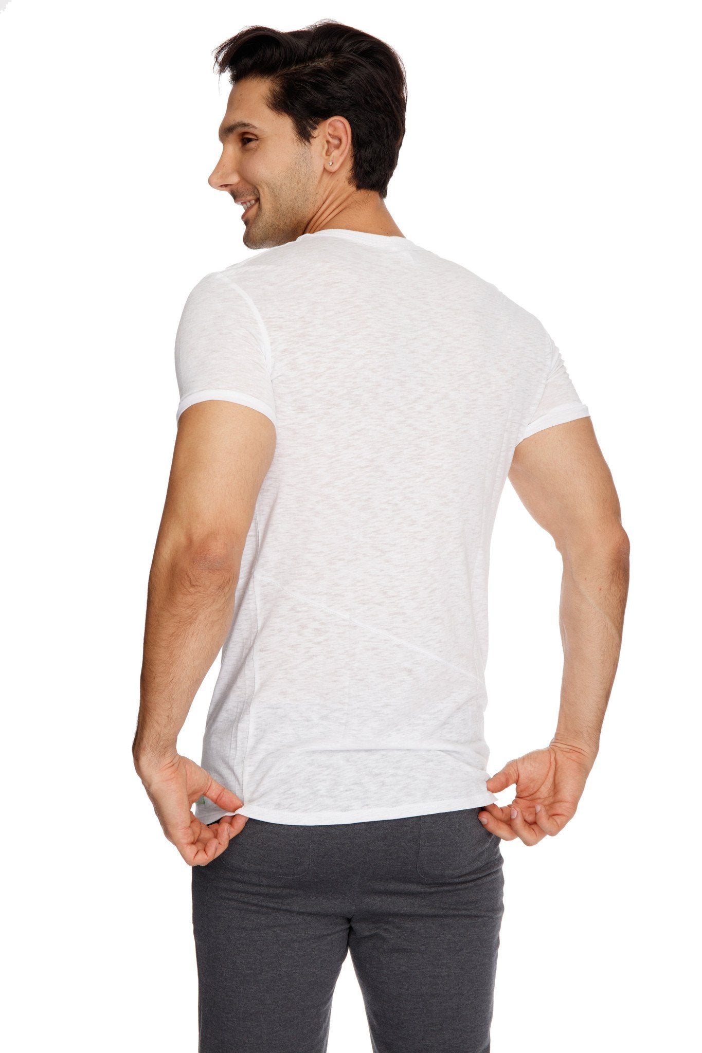 White short-sleeved crew neck t-shirt with subtle textured fabric perfect pocket crew-neck tee white slub