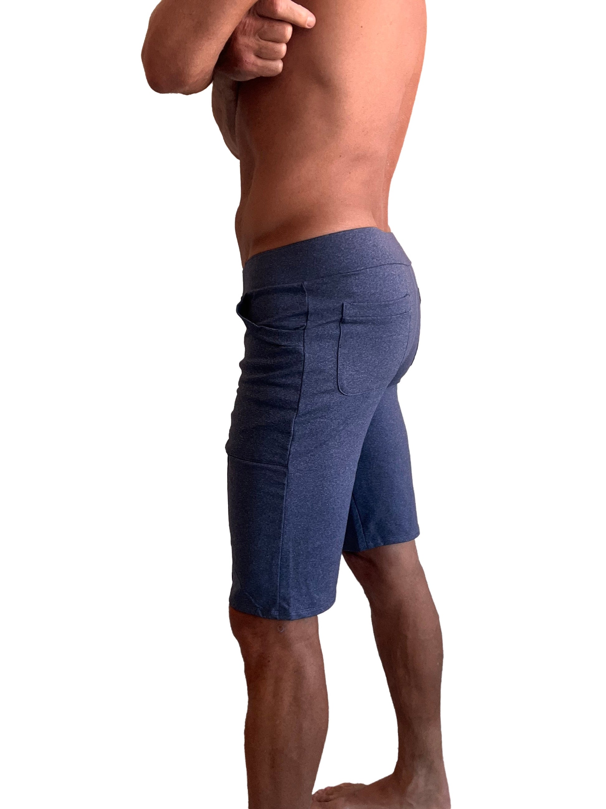 Performance premium urban tactical dress shorts in navy blue heather with multiple pockets for versatile use