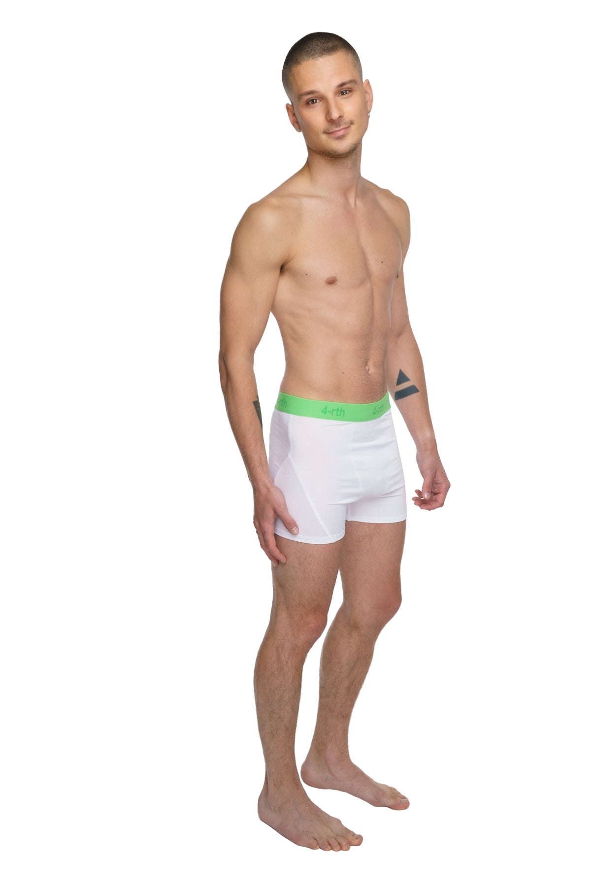 Performance yoga leggings short arctic white with bright green waistband featuring 47 branding in black lettering