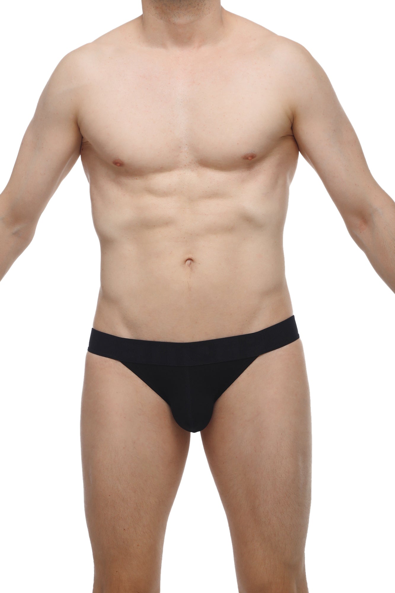 Black petitq bikini aizy modal briefs with smooth fabric finish in a form-fitting design shown from the back