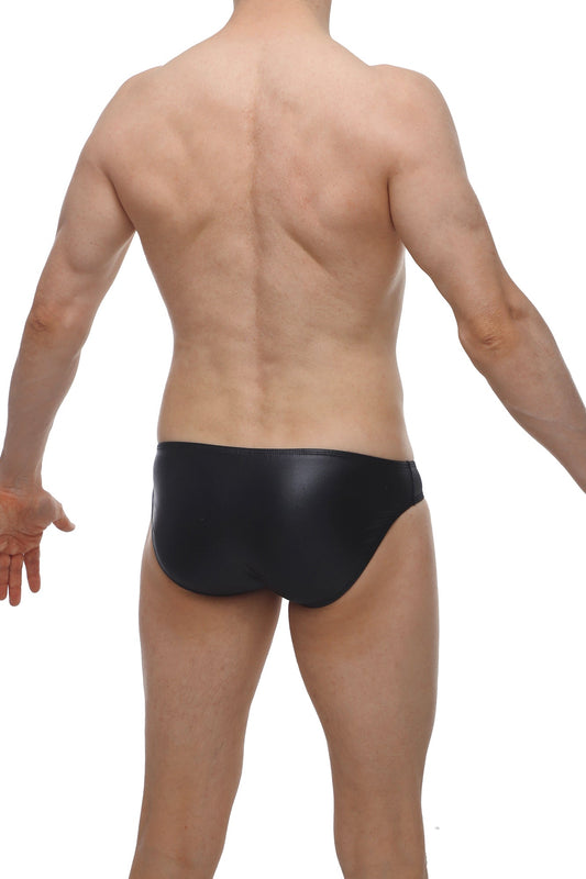 PetitQ bikini cuxac black sleek glossy swim trunks with a modern cut ideal for stylish swimwear looks