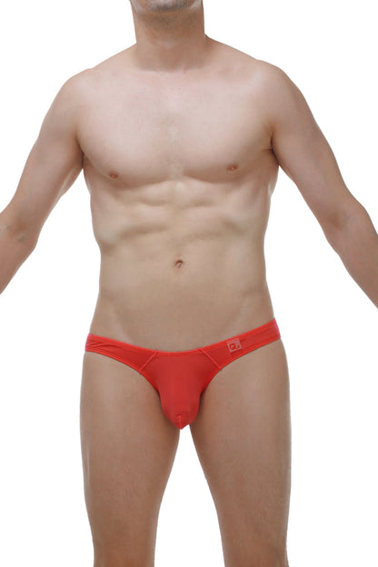 Red men’s briefs petitq bikini prulhé plum crimson with small logo on waistband in crimson color