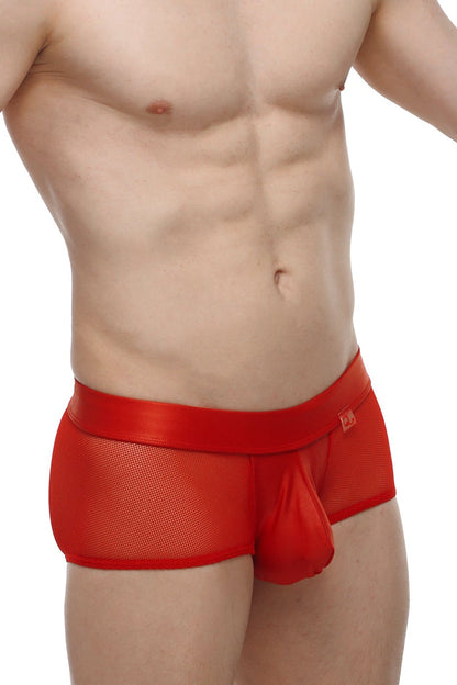 PetitQ boxer Ablon red mesh briefs with a satin waistband for stylish and comfortable underwear wear