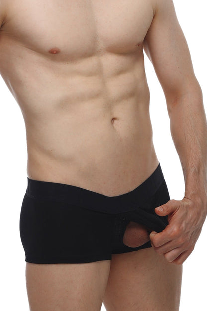 Black briefs petitq boxer algun modal with cutout design in black modal fabric for comfortable wear