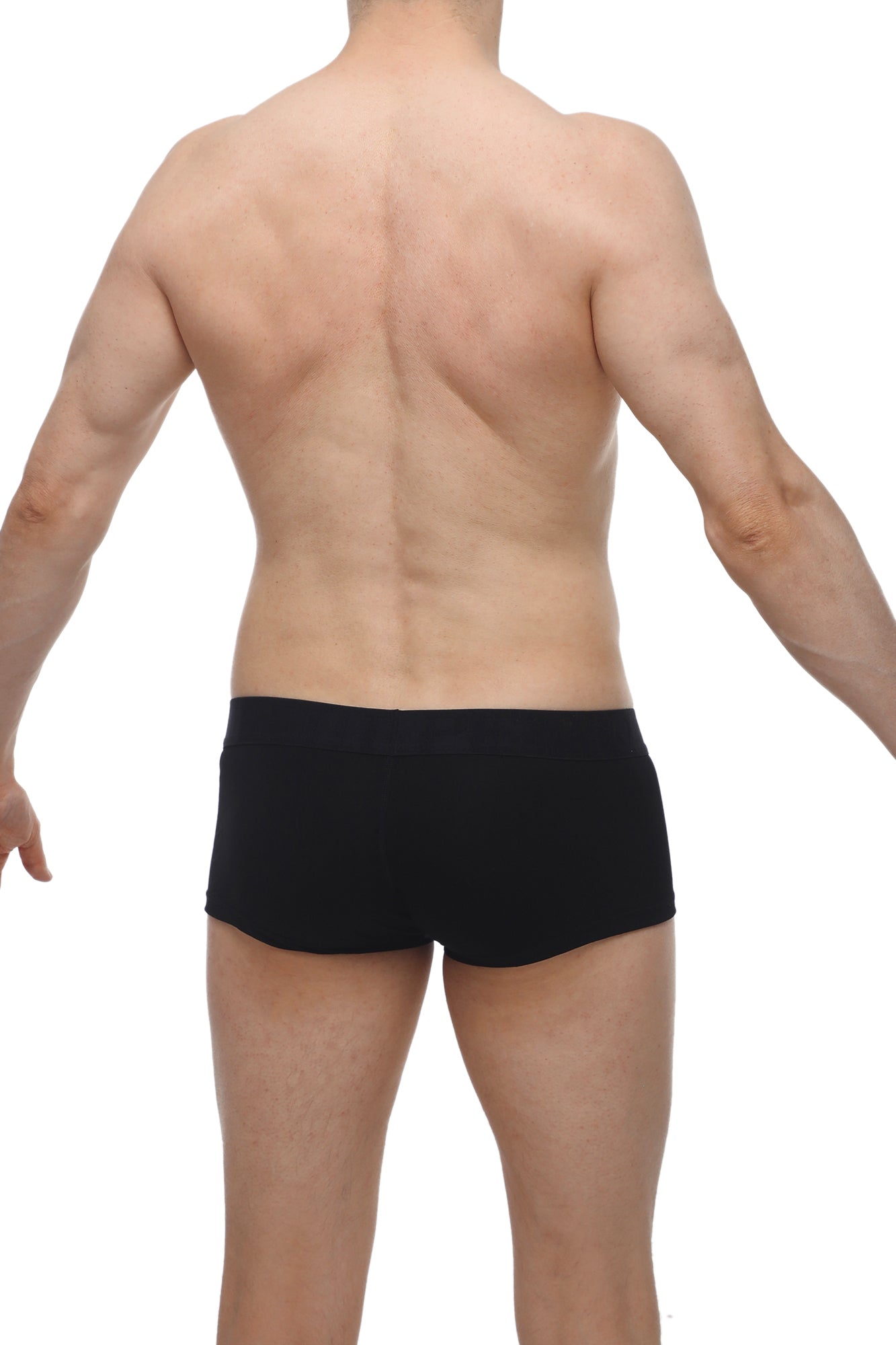 Black smooth form-fitting petitq boxer algun modal briefs made from soft modal fabric for comfortable wear