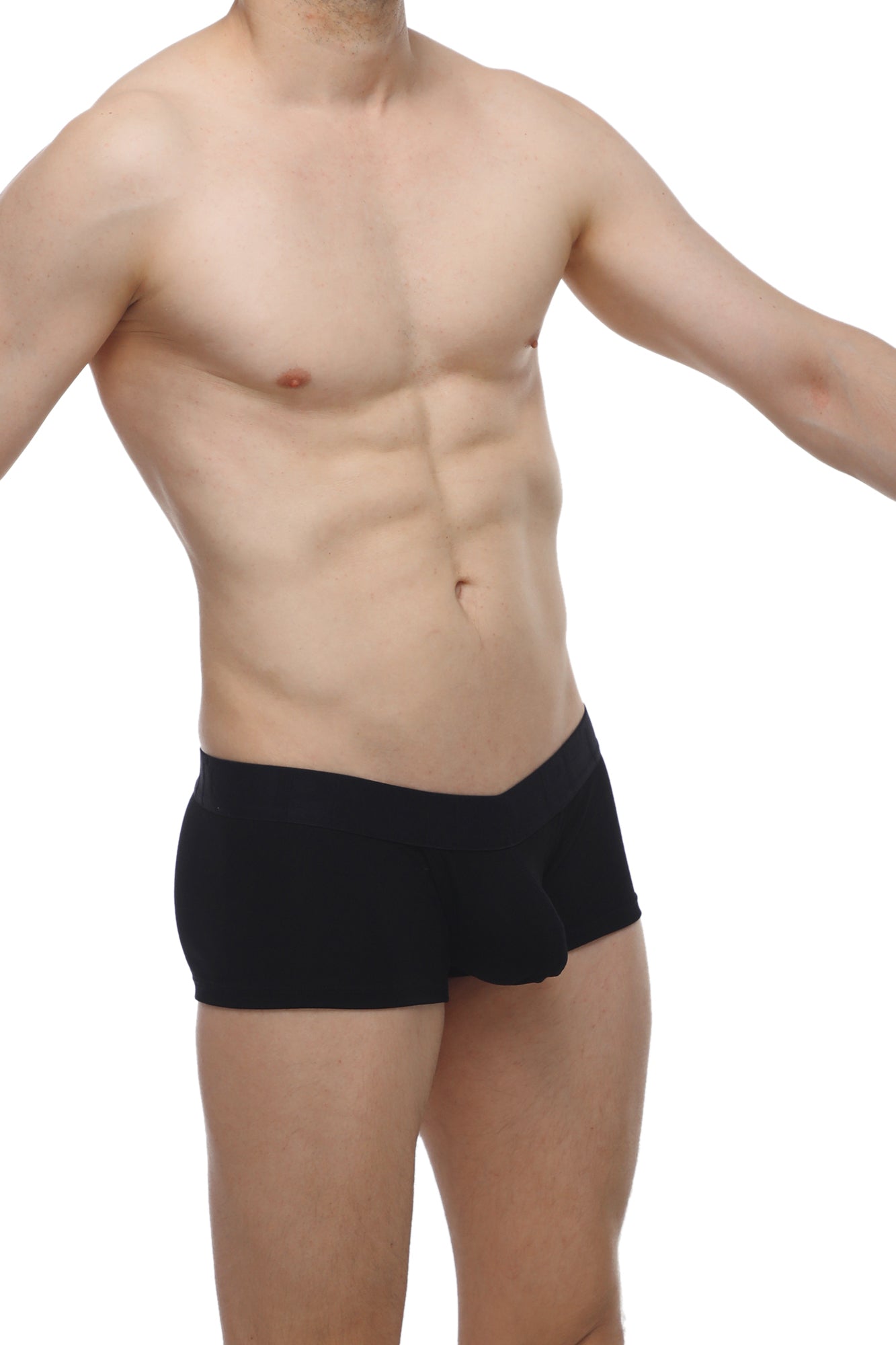 Black petitq boxer algun modal briefs with smooth form-fitting design made from modal fabric for comfortable wear