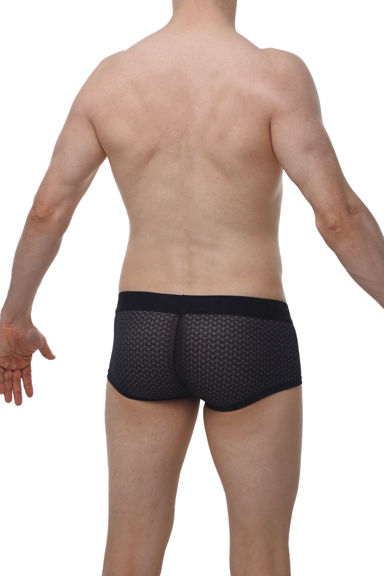Black mesh briefs petitq boxer chillax macra black with subtle geometric pattern and elastic waistband
