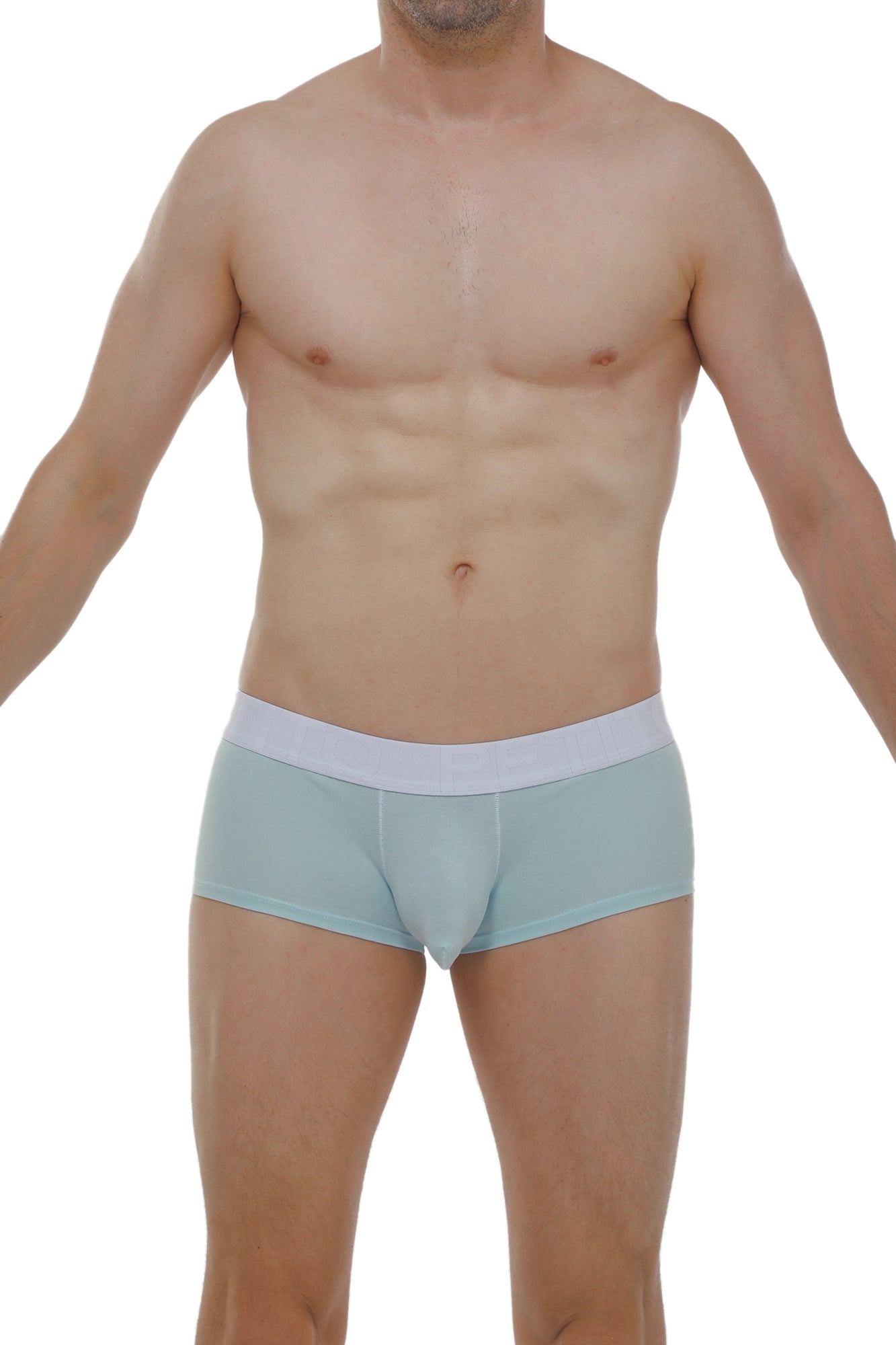 Light blue petitq boxer chillax modal briefs with white waistband made from soft breathable modal fabric