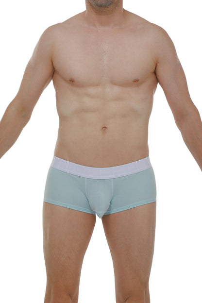 Light blue petitq boxer chillax modal briefs with white waistband made from soft breathable modal fabric