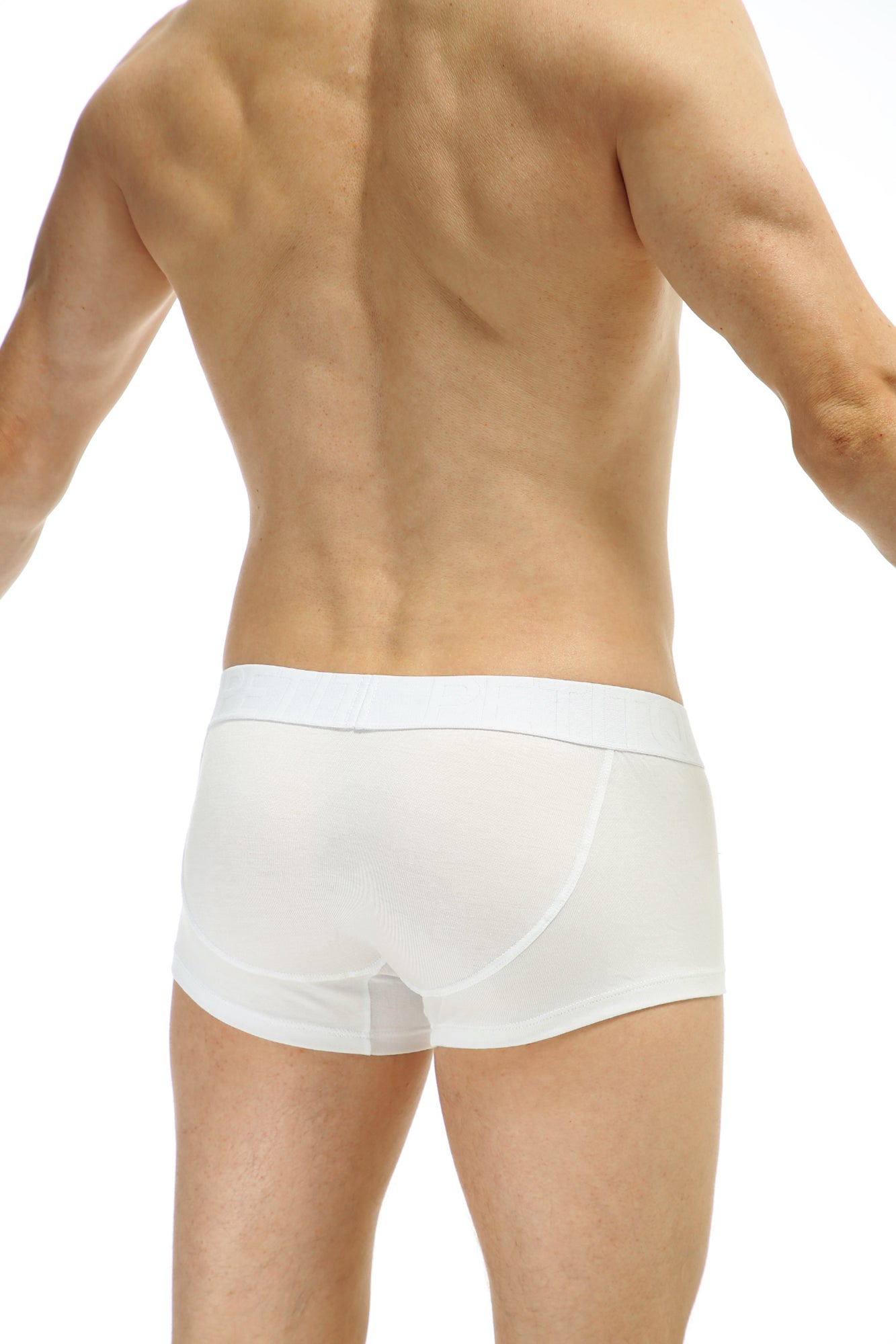 White petitq boxer protruder modal briefs with smooth form-fitting design and elastic waistband