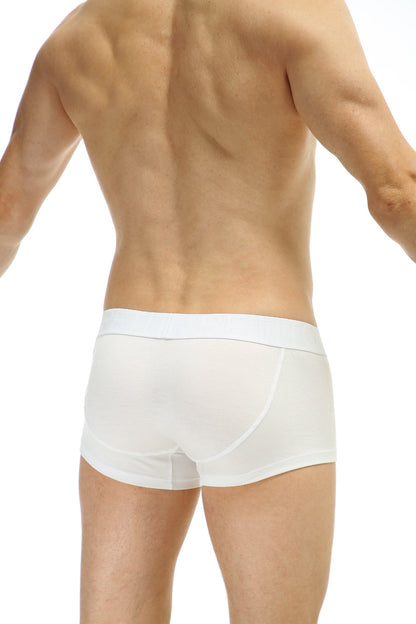 White petitq boxer protruder modal briefs with smooth form-fitting design and elastic waistband