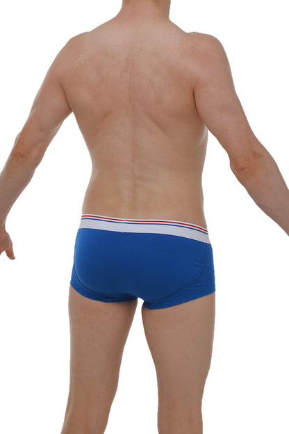Blue men’s briefs petitq boxer push-up with white waistband and thin red and blue stripes for enhanced fit