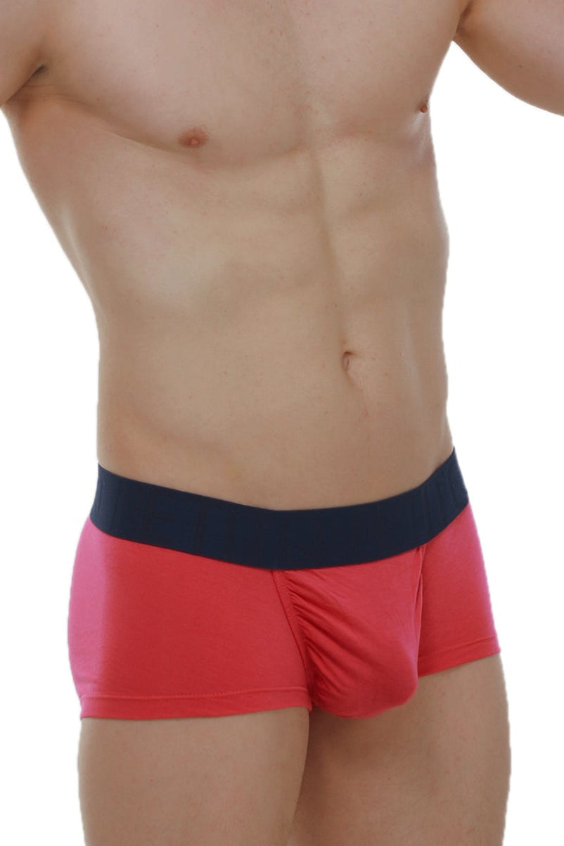 Petitq boxer taik modal fuchsia red men’s briefs with navy blue waistband made from soft modal fabric