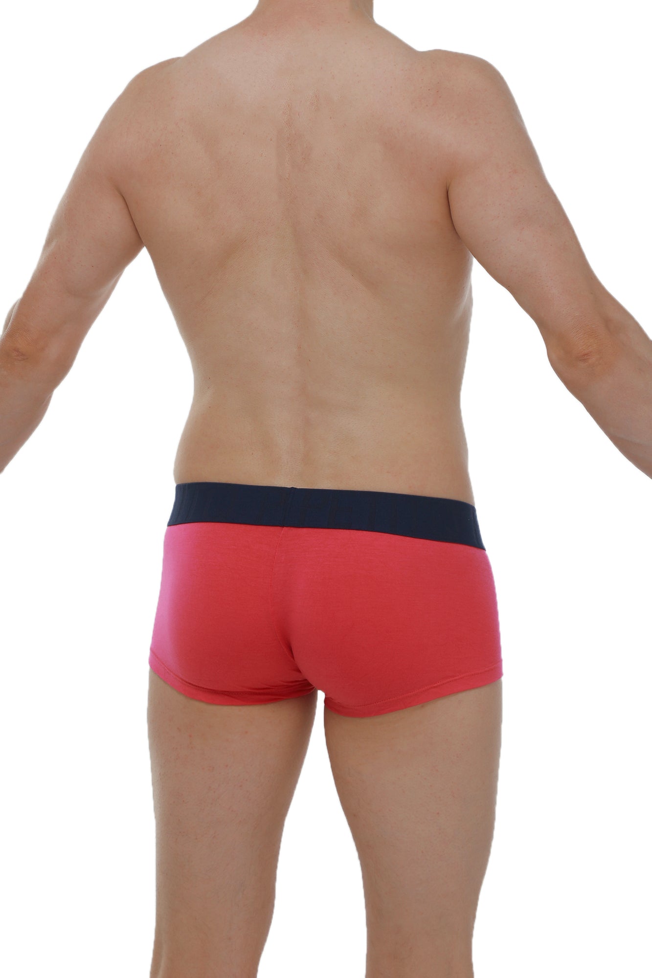 Red briefs with navy blue waistband made from soft modal fabric by petitq boxer taik in fuchsia color