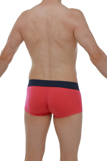 Red briefs with navy blue waistband made from soft modal fabric by petitq boxer taik in fuchsia color