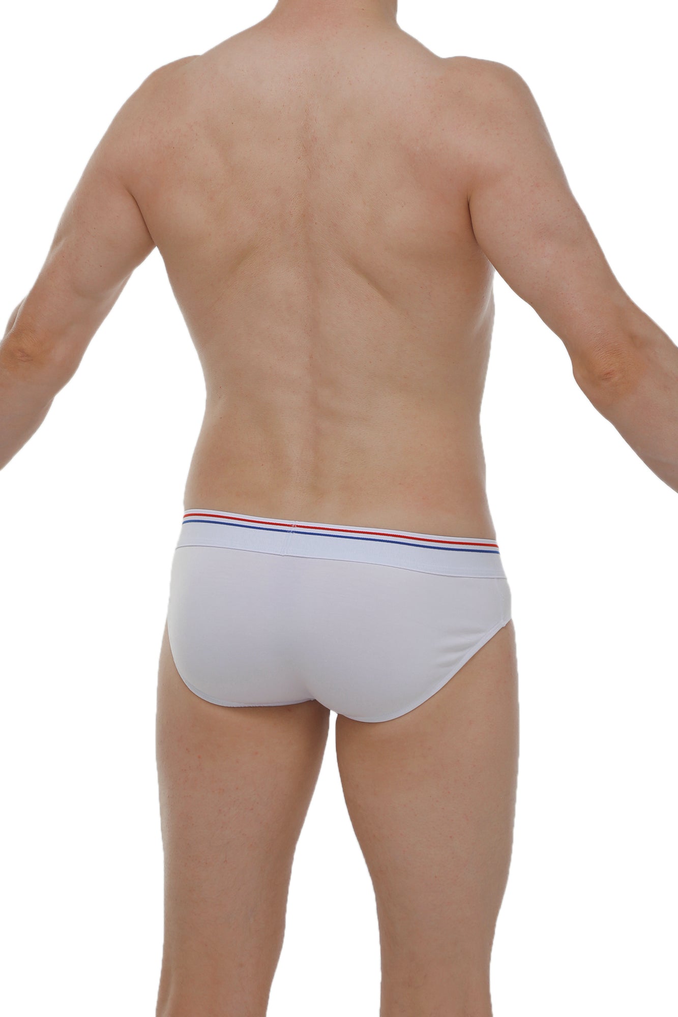 PetitQ brief Anjouin modal white white briefs with red white and blue striped waistband for comfortable wear
