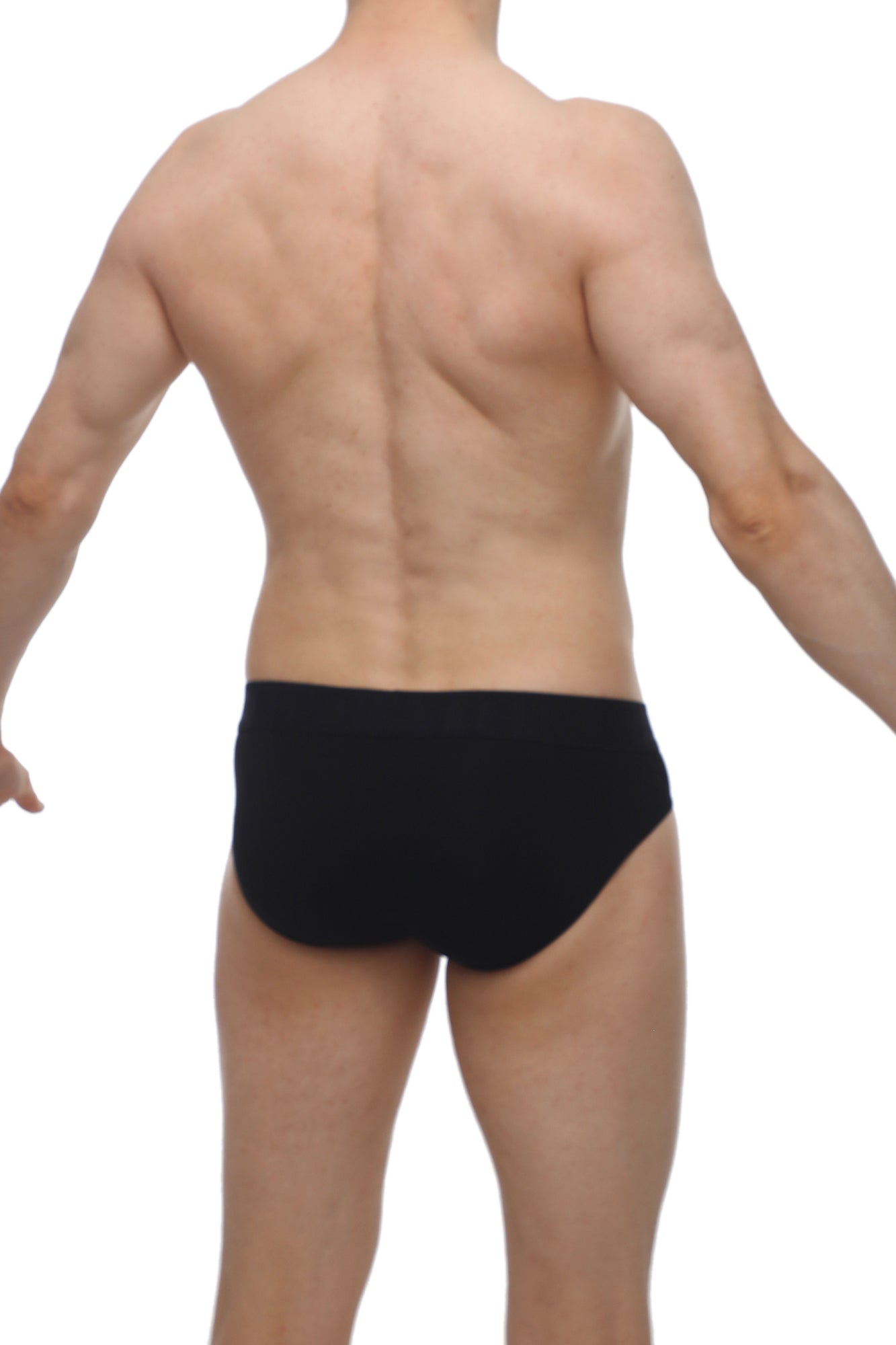 Black petitq brief made from dome modal fabric showing the front view for comfortable everyday wear