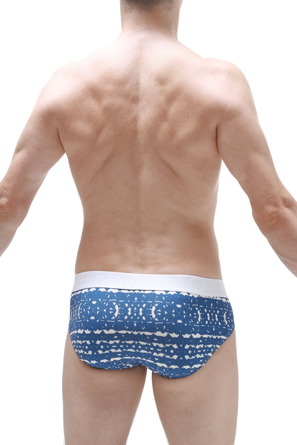 PetitQ brief dome new denim blue patterned briefs with white waistband made from soft breathable fabric