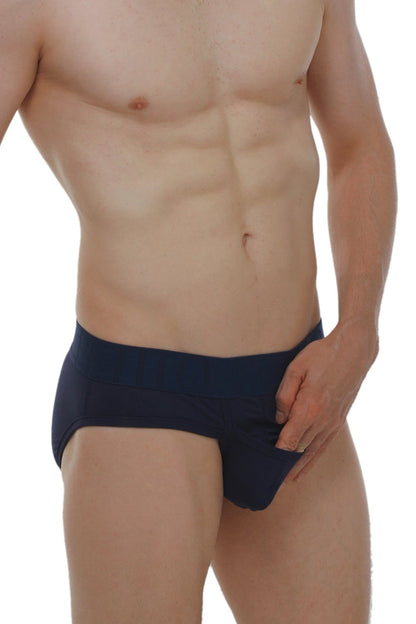 Navy blue PetitQ brief made from soft Paliz modal fabric showcasing comfort and style