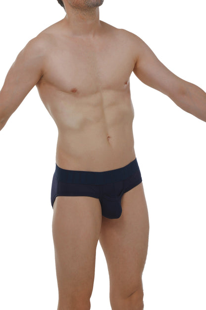 Navy blue cotton briefs with contoured design from petitq brief paliz modal collection shown from the back side