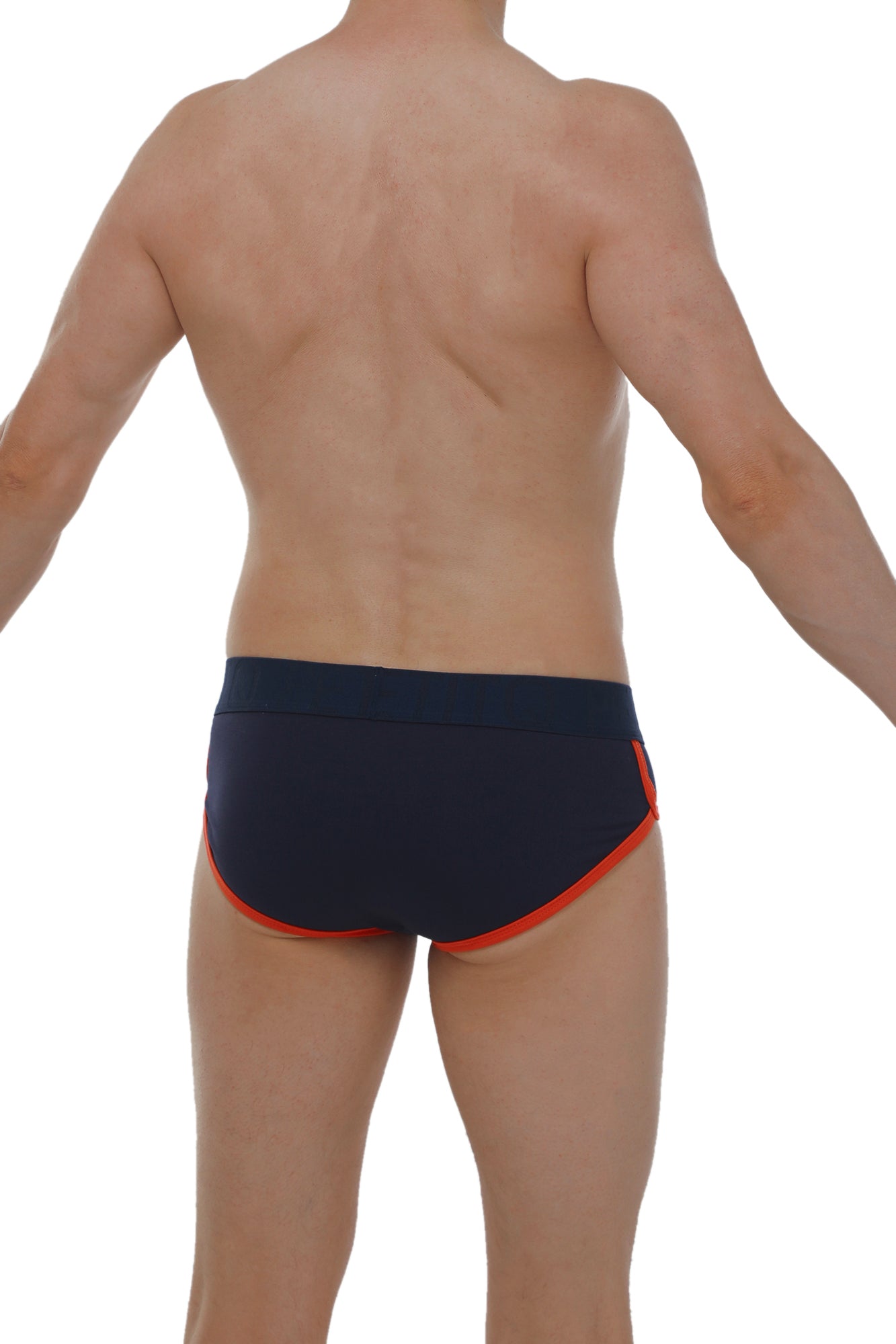 Navy blue swim trunks with orange trim petitq brief retro modal featuring soft modal fabric for comfortable wear