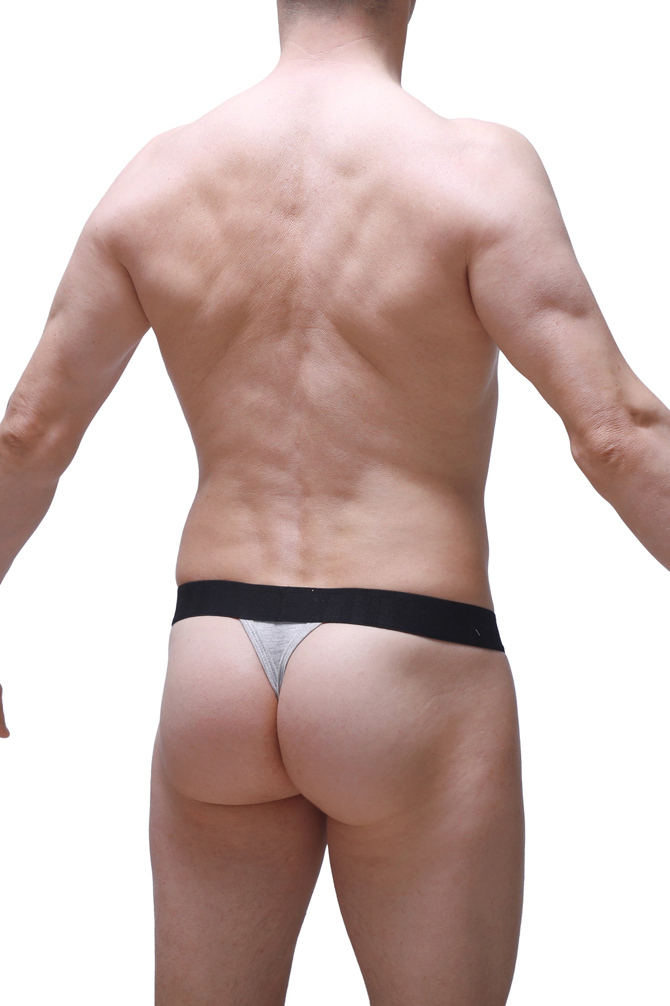 PetitQ g-string attin gray silver thong with black waistband for a sleek and comfortable lingerie look