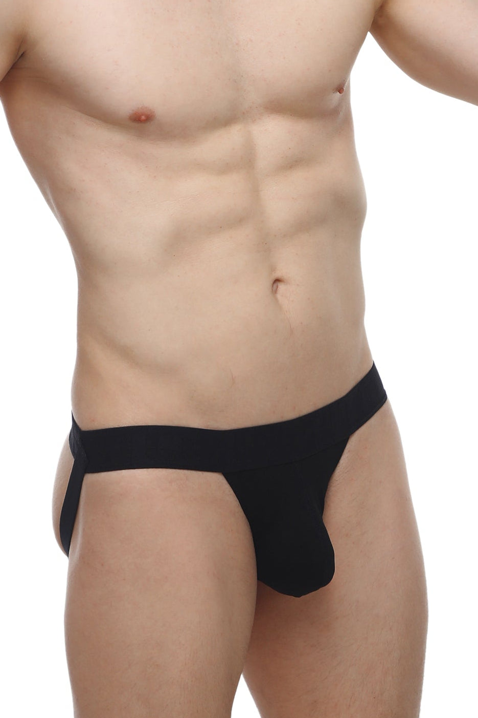 PetitQ jockstrap black with smooth stretchy modal fabric and supportive side straps in a form-fitting design