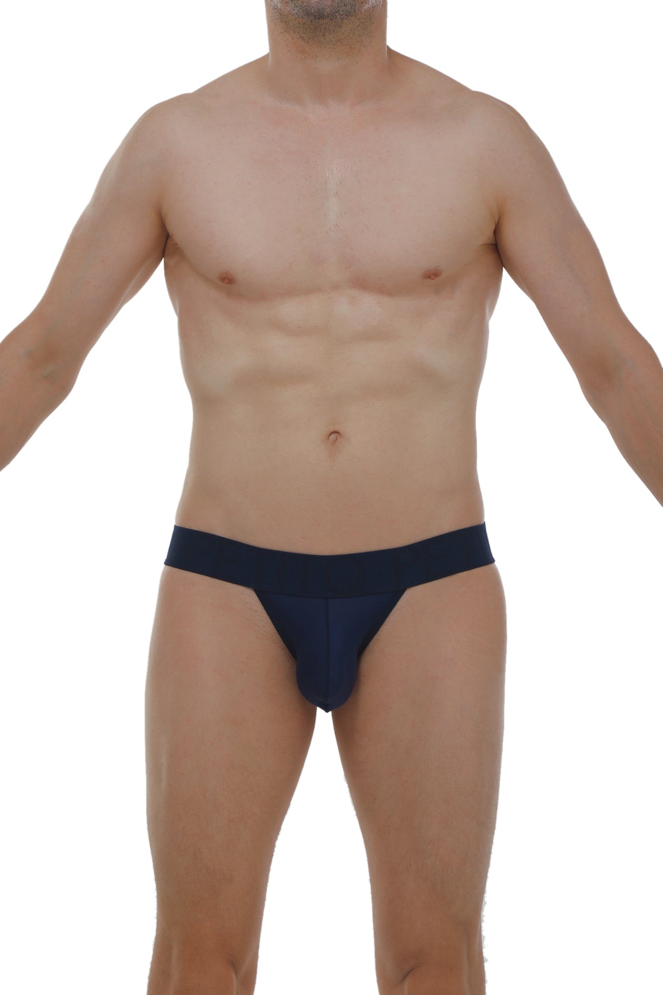 Navy blue petitq jockstring plum athletic briefs with snug fit and smooth fabric for comfortable performance