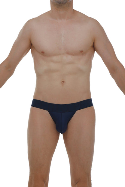 Navy blue petitq jockstring plum athletic briefs with snug fit and smooth fabric for comfortable performance