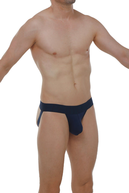 Navy blue PetitQ jockstring athletic briefs with a supportive contoured design for active wear