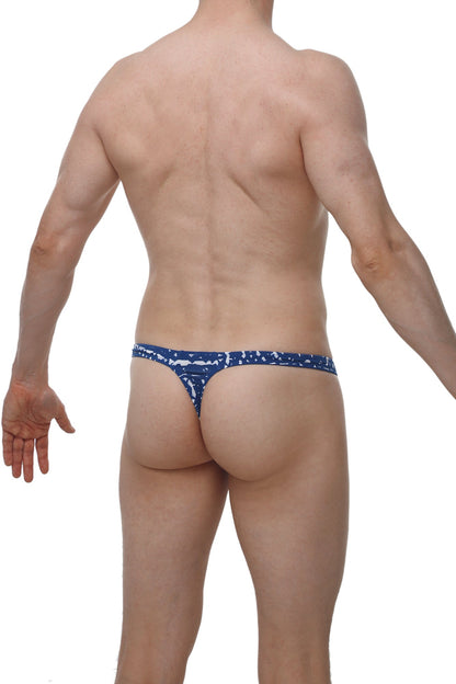 PetitQ thong Annoix new denim in blue with white abstract pattern featuring a soft patterned fabric design