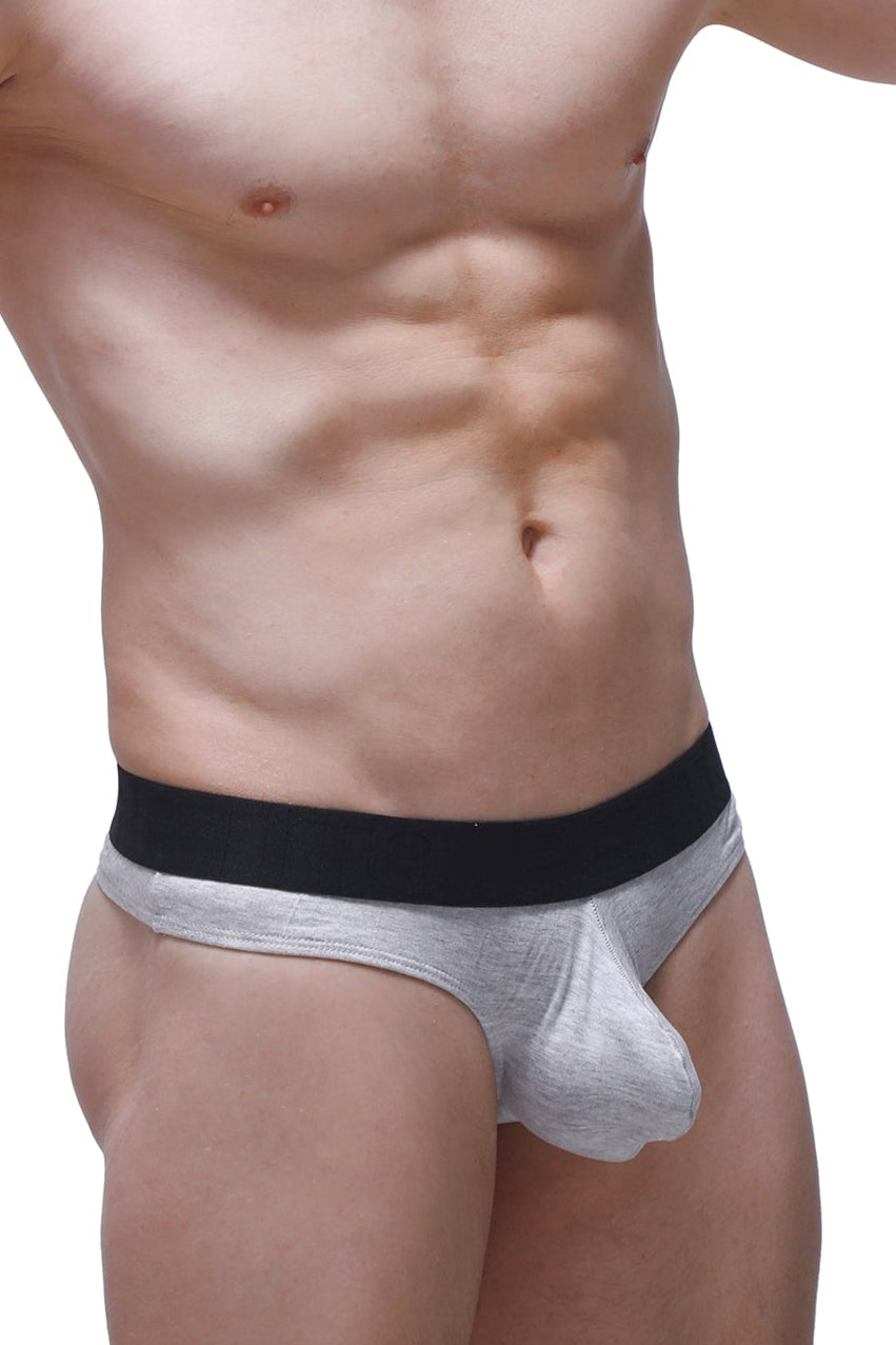 Gray athletic briefs with black waistband made of modal fabric from PetitQ thong dome modal grey collection