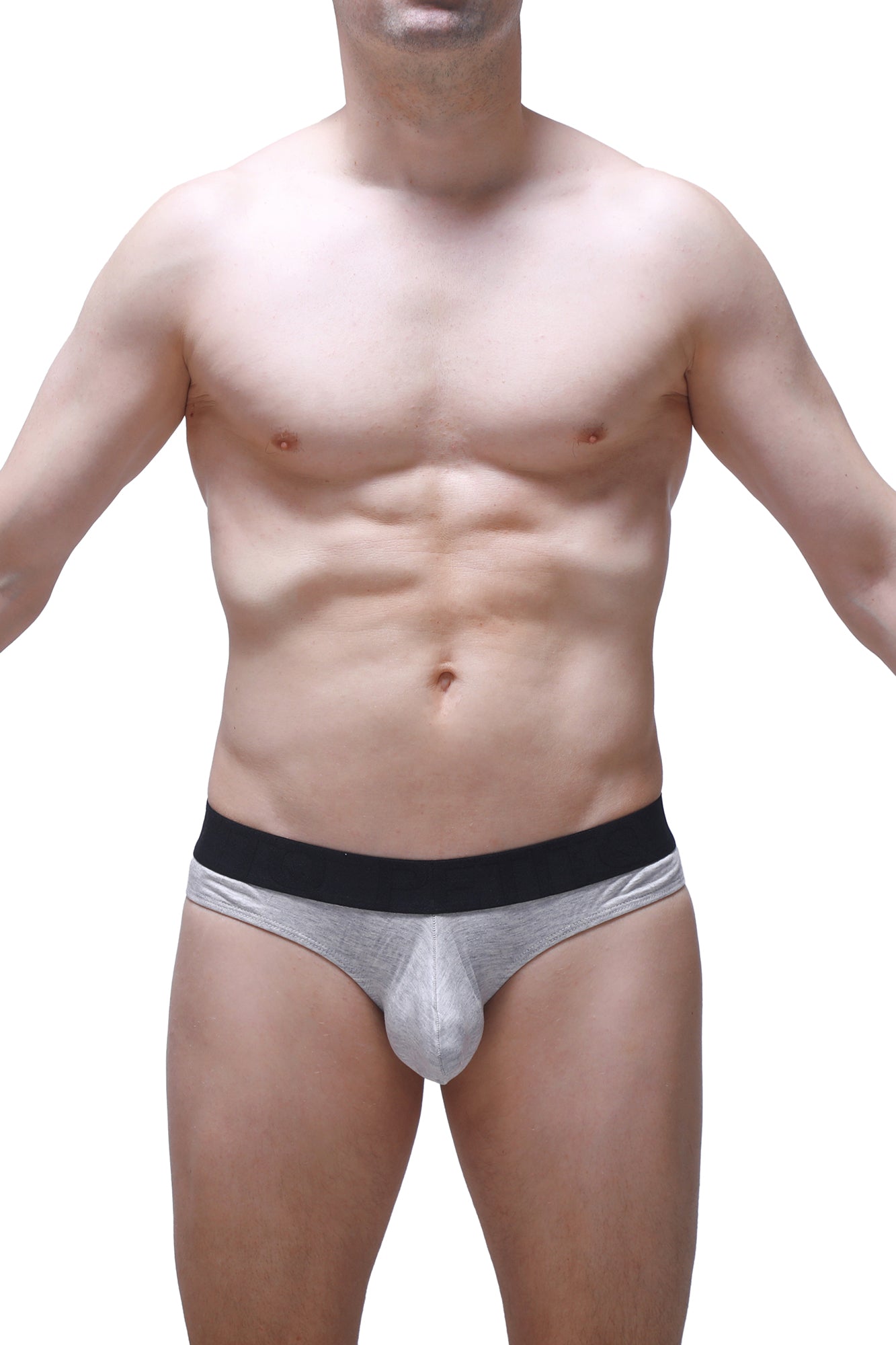 Silver metallic briefs with black elastic waistband made of modal fabric from petitq thong dome grey collection