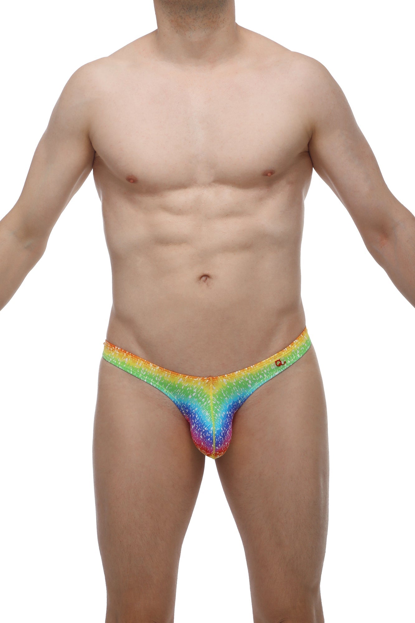 PetitQ thong dome rainbow rainbow glitter thong with vibrant iridescent finish and snug-fitting design back side view