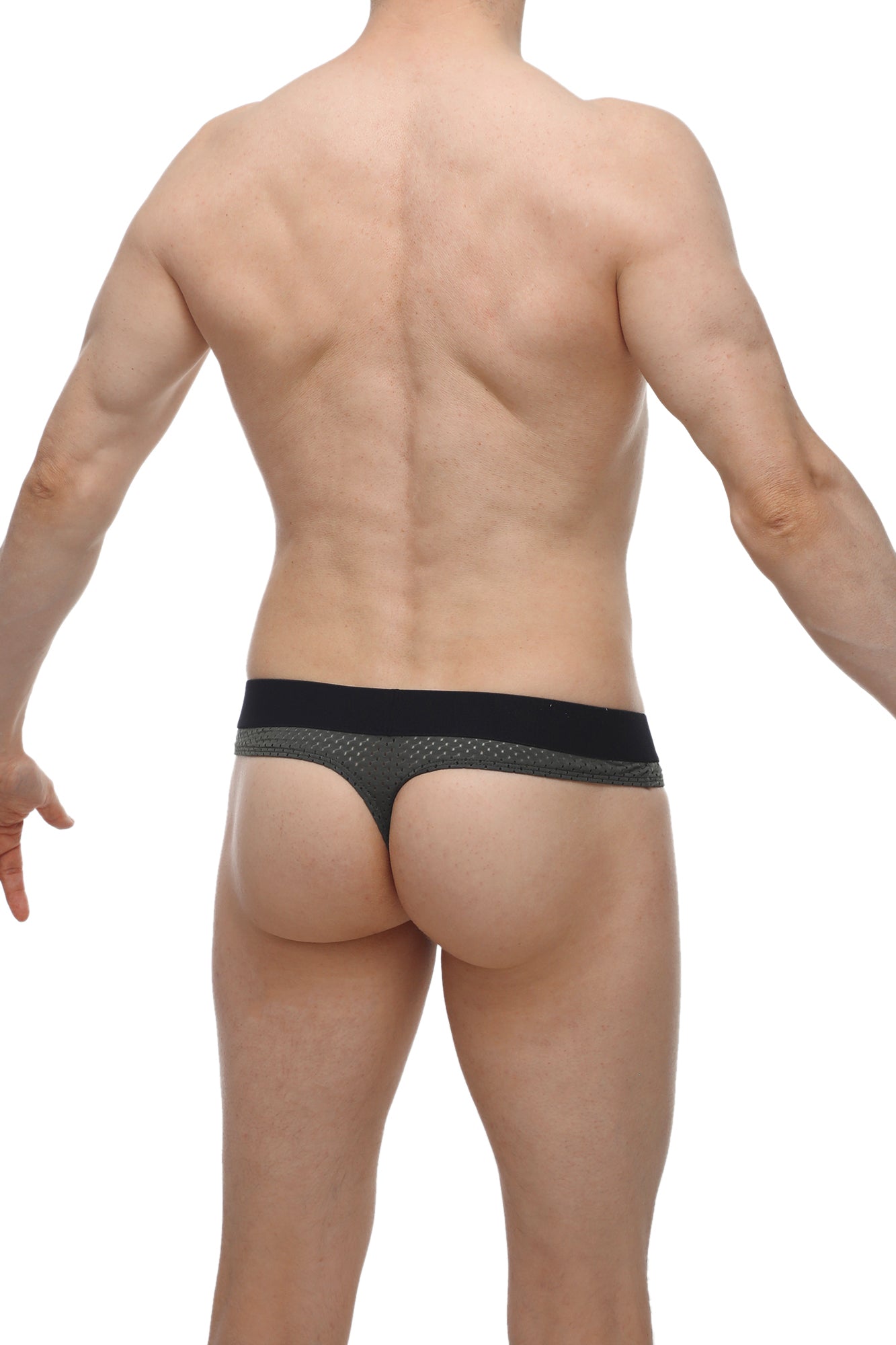 Black and gray mesh briefs with solid black waistband from petitq thong hole cockring bee green collection