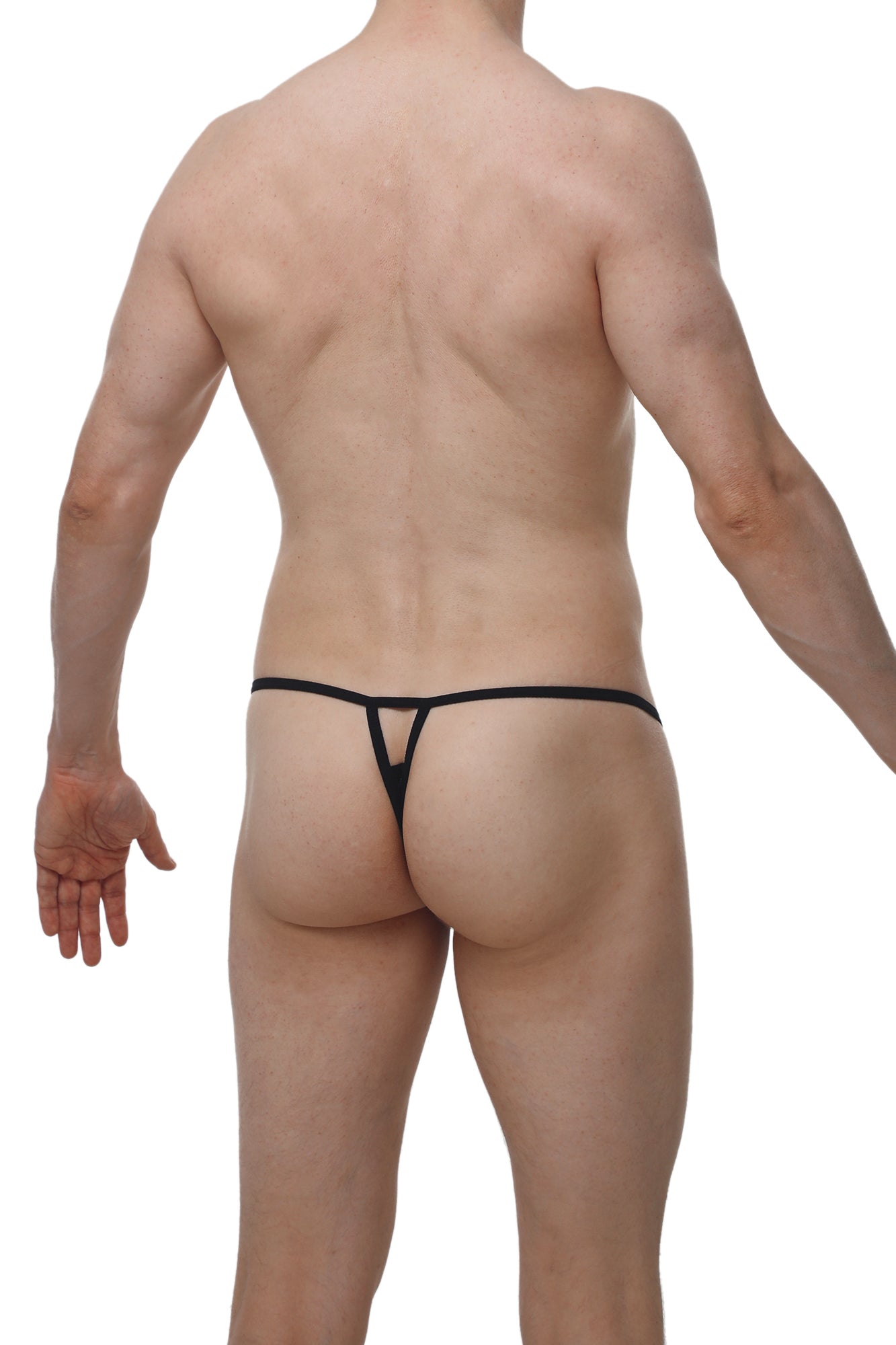 Black thong petitq thong migny macra with a thin sleek design and minimalistic cut showing the back side
